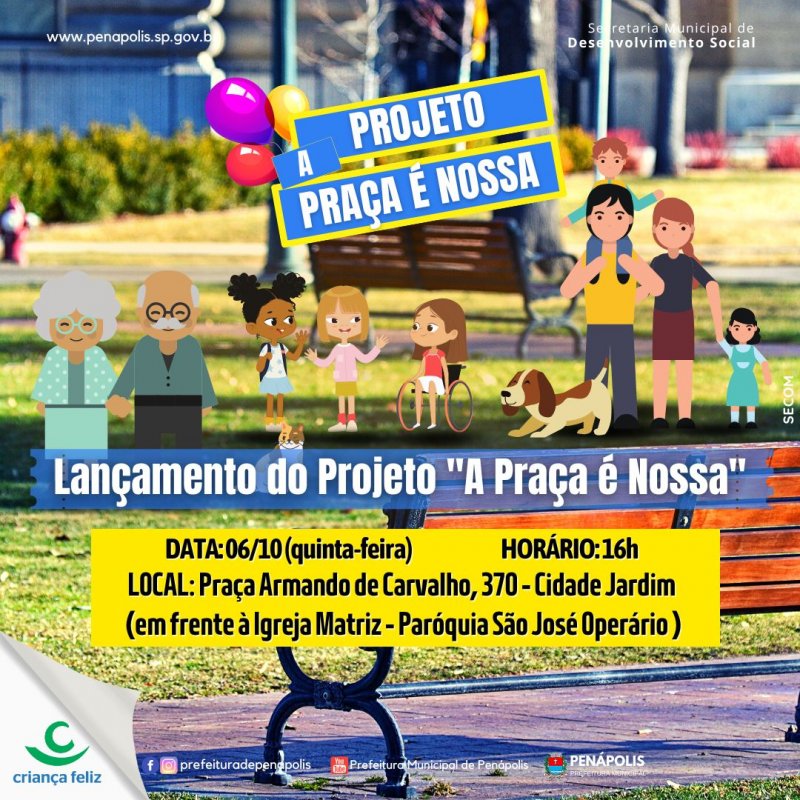 Projeto “A praça é nossa” reúne moradores da Cidade Jardim nesta quinta-feira