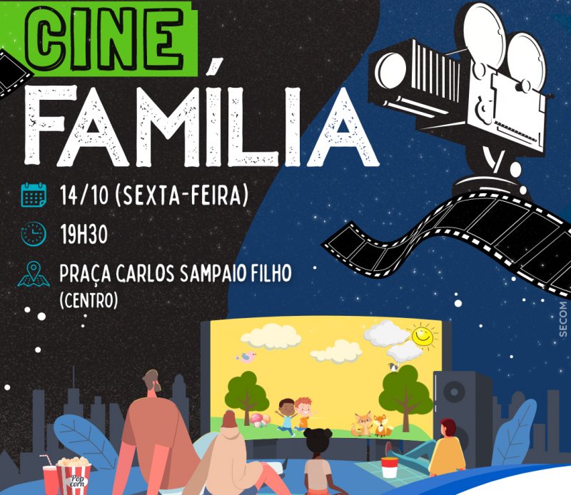 Cine Família estará na Praça Carlos Sampaio dia 14 de outubro 
