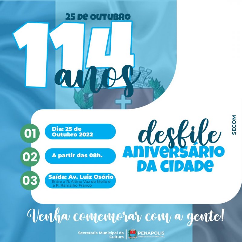 Desfile de aniversário da cidade terá início às 8h