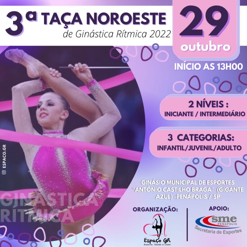Sábado tem competição de Ginástica Rítmica no 