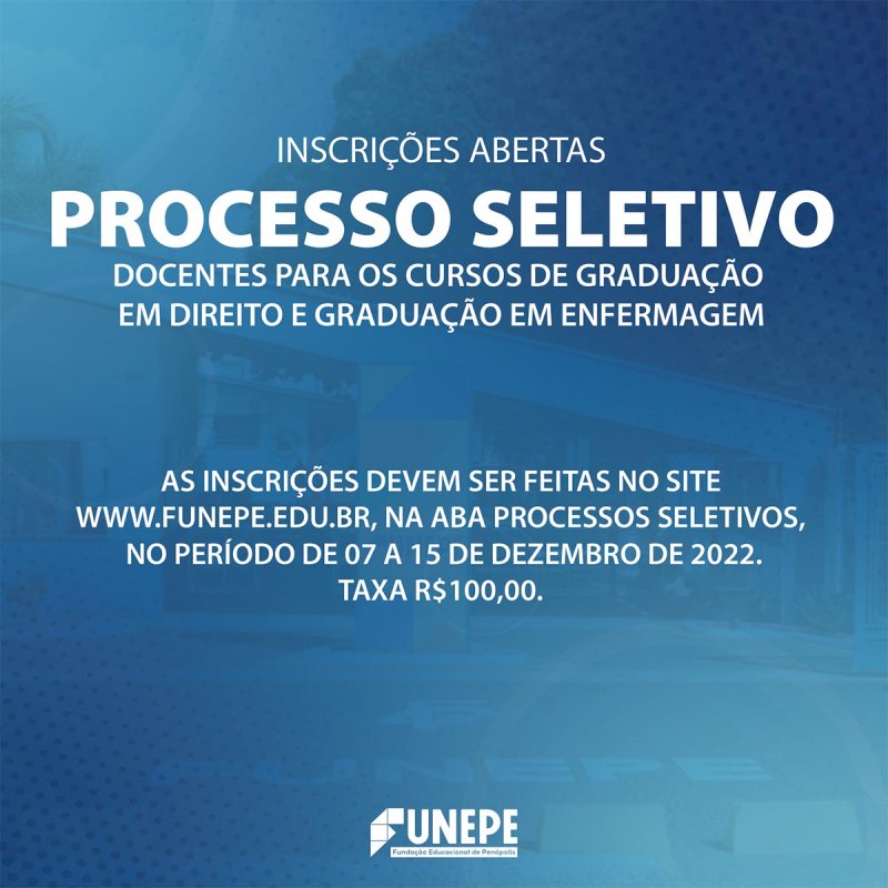 Funepe abre processo seletivo para contratação de docentes dos cursos de enfermagem e direito