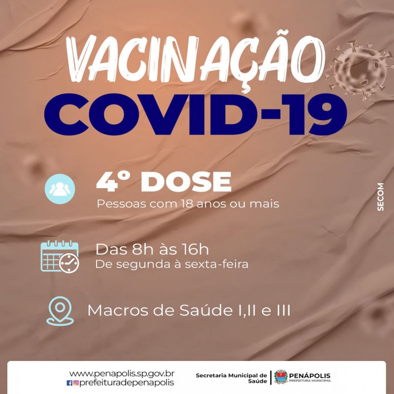 Vacinação Covid-19: Secretaria de Saúde amplia quarta dose para maiores de 18 anos