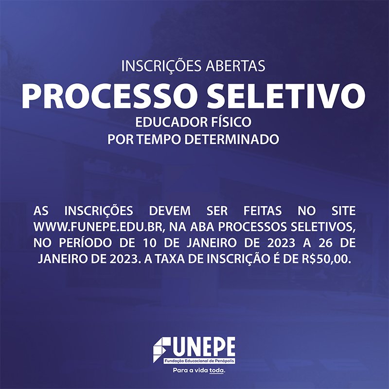 Funepe realiza processo seletivo para contratação de Educador Físico por tempo determinado