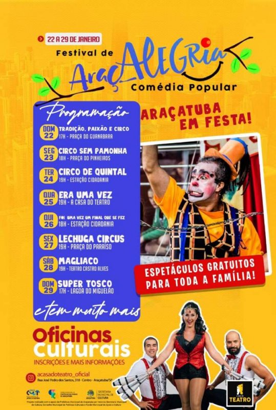 Cultura: Araçatuba recebe festival de circo e teatro