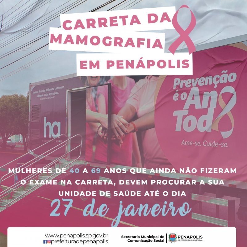 Prazo para agendamento de exame de mamografia na carreta vai até dia 27