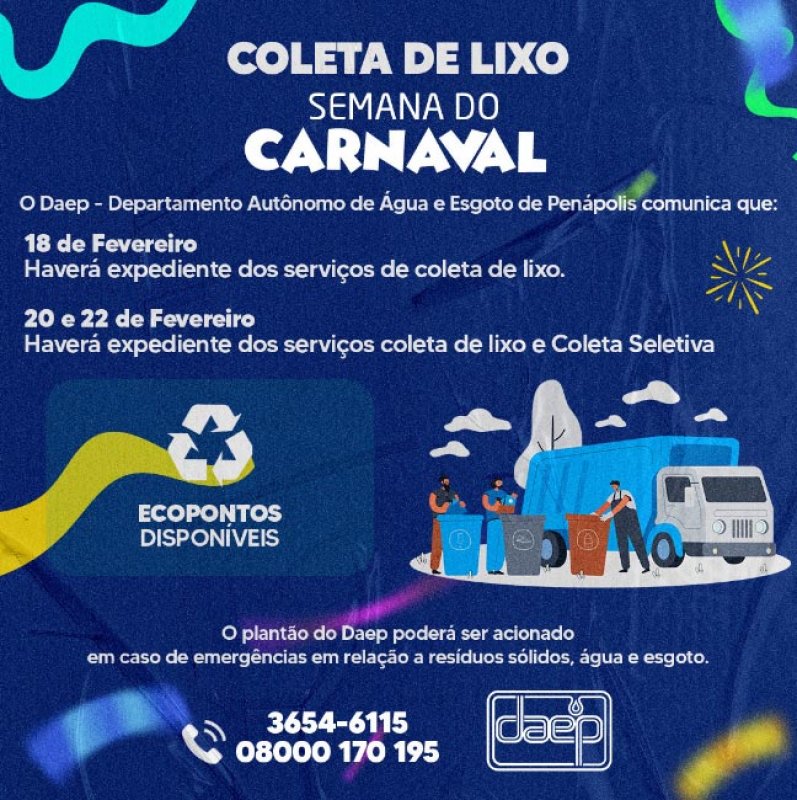 DAEP: COLETA DE LIXO - SEMANA DO CARNAVAL