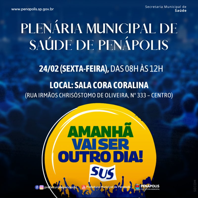 Das 08h às 12h: Prefeitura realiza Plenária de Saúde nesta sexta-feira