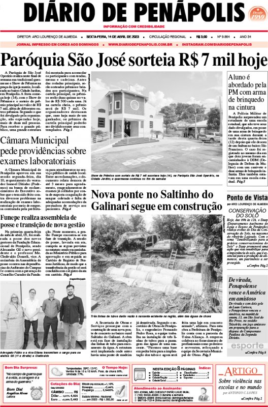 Capa do jornal DIÁRIO impresso desta sexta-feira (14)