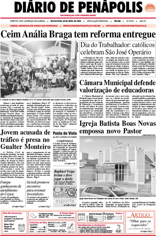 Capa do jornal DIÁRIO impresso desta sexta-feira (28)
