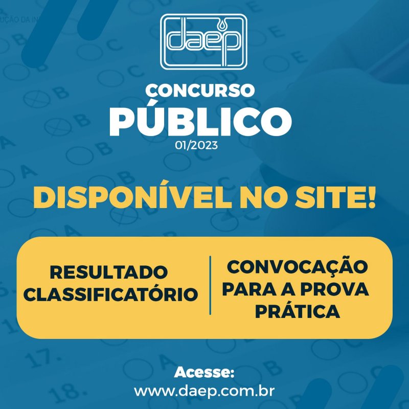 Daep convoca inscritos no concurso público para realização da prova prática