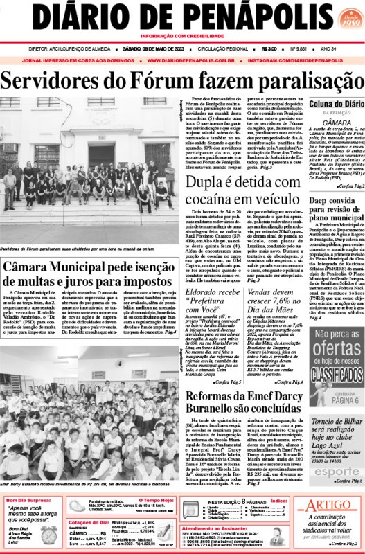 Capa do jornal DIÁRIO impresso deste sábado (06)