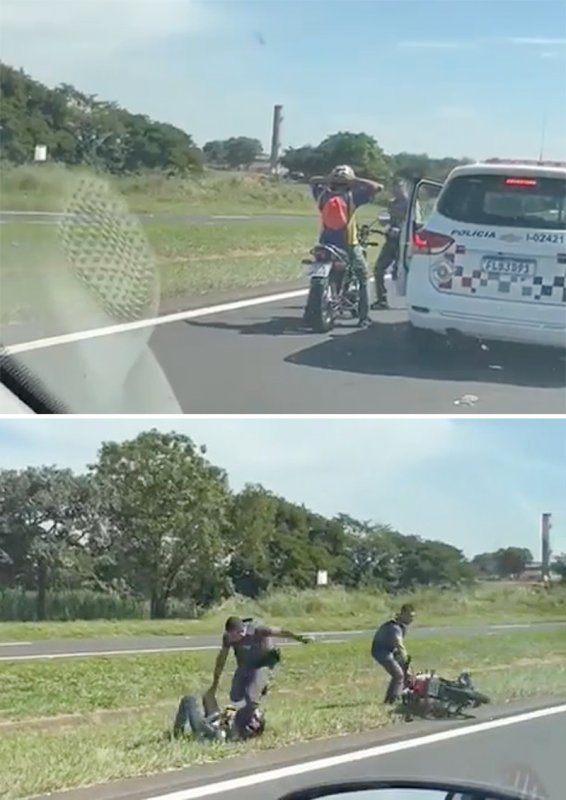 Motociclista é agredido por PM durante abordagem em rodovia