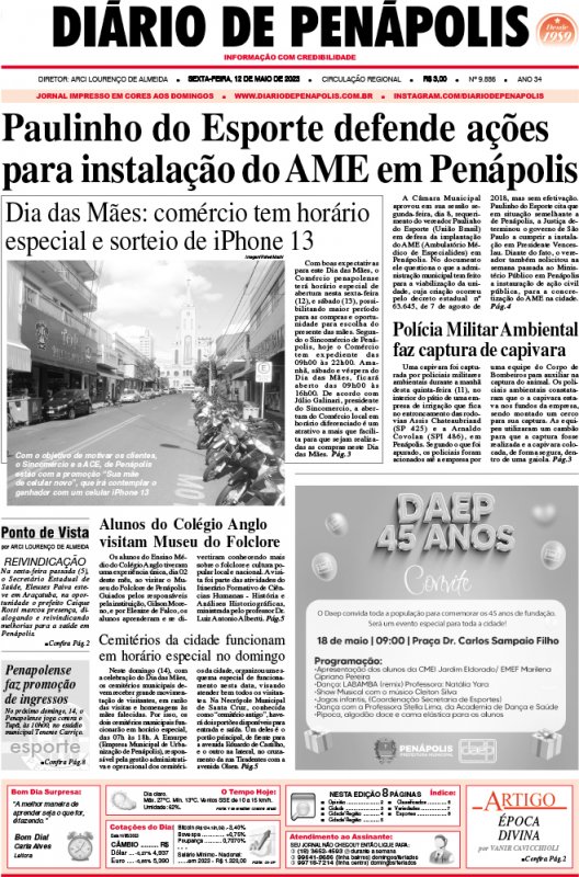 Capa do jornal DIÁRIO impresso desta sexta-feira (12)