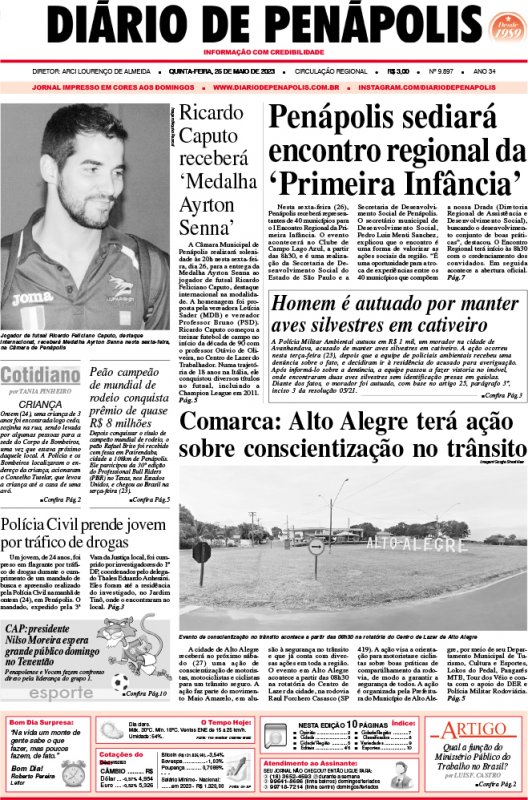 Capa do jornal DIÁRIO impresso desta quinta-feira (25)