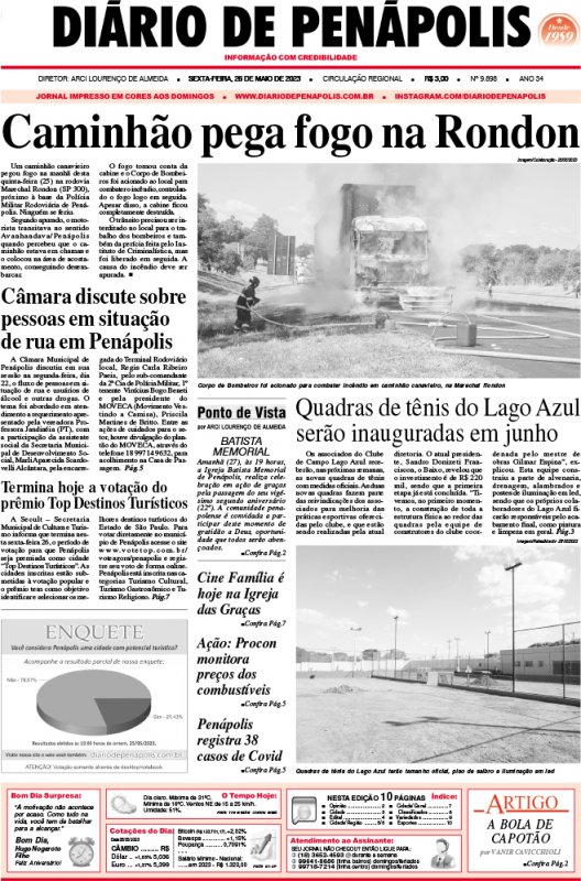 Capa do jornal DIÁRIO impresso desta sexta-feira (26)
