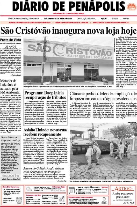 Capa do jornal DIÁRIO impresso desta sexta-feira (02)