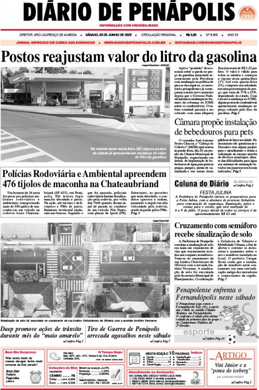 Capa do jornal DIÁRIO impresso deste sábado (03)