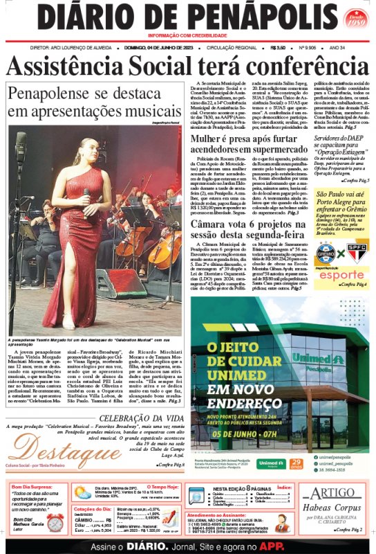 Confira as principais notícias do DIÁRIO deste domingo (04)