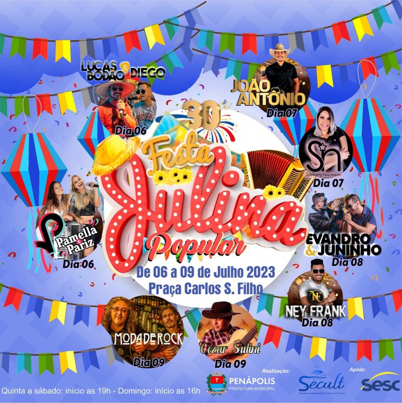 Festa Julina: evento começa nesta quinta na Praça Carlos Sampaio