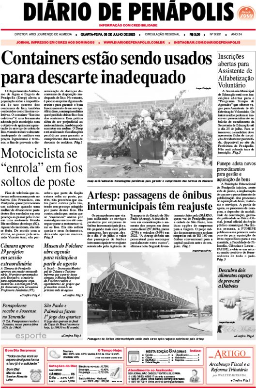 Capa do jornal DIÁRIO impresso desta quarta-feira (05)