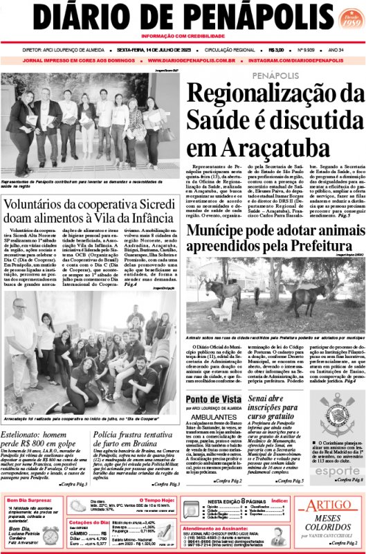 Capa do jornal DIÁRIO impresso desta sexta-feira (14)