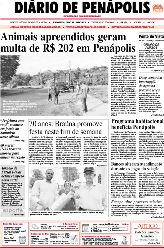Capa do jornal DIÁRIO impresso desta sexta-feira (28)