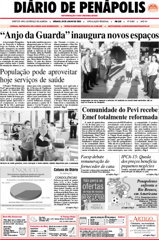 Capa do jornal DIÁRIO impresso deste sábado (29)