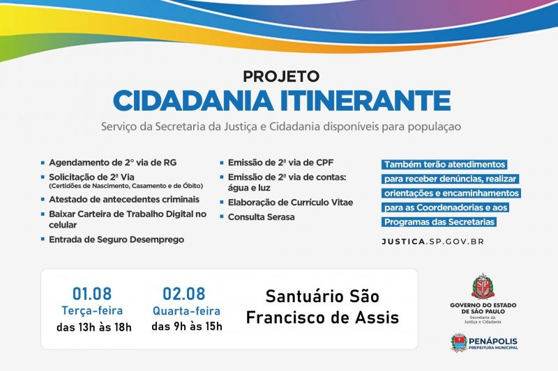 Projeto Cidadania Itinerante acontece hoje e amanhã em frente ao Santuário