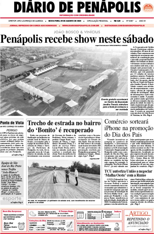 Capa do jornal DIÁRIO impresso desta sexta-feira (04)