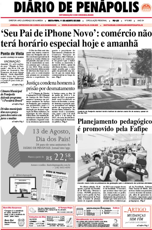 Capa do jornal DIÁRIO impresso desta sexta-feira (11)
