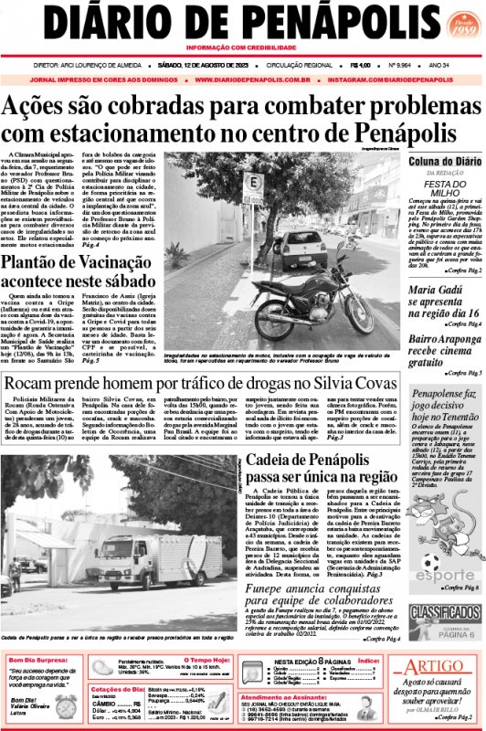 Capa do jornal DIÁRIO impresso deste sábado (12)