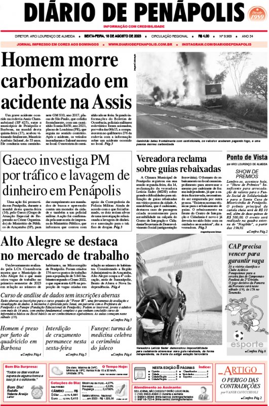 Capa do jornal DIÁRIO impresso desta sexta-feira (18)