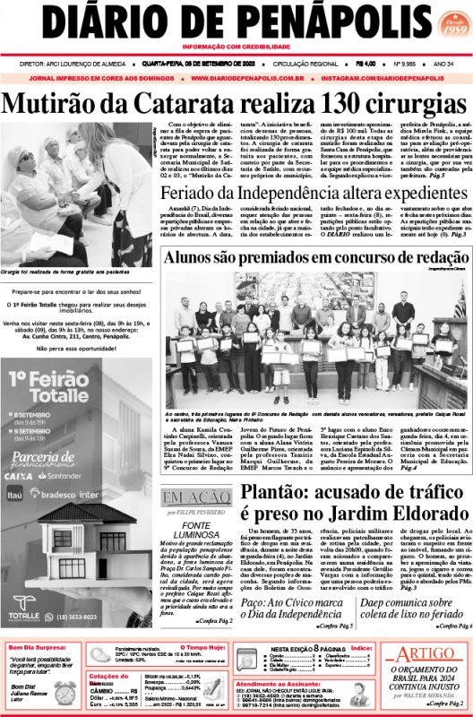 Capa do jornal DIÁRIO impresso desta quarta-feira (06)