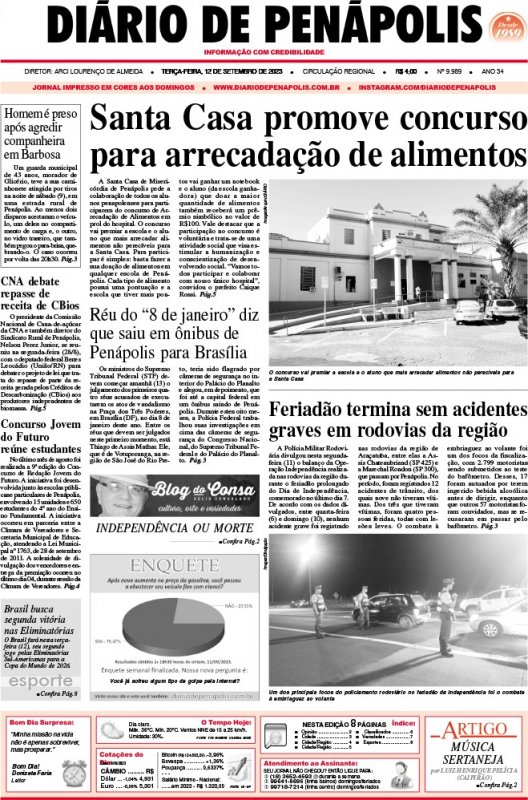 Capa do jornal DIÁRIO impresso desta terça-feira (12)