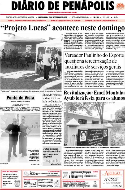 Capa do jornal DIÁRIO impresso desta sexta-feira (15)