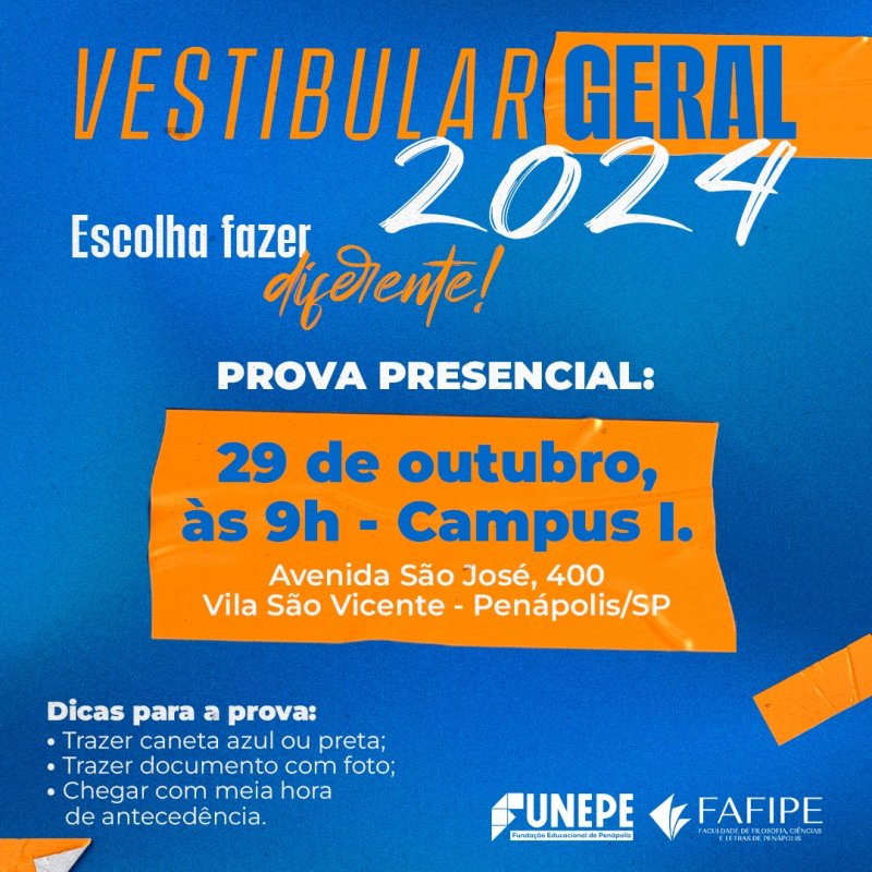 Vestibular 2024 da Funepe acontece neste domingo