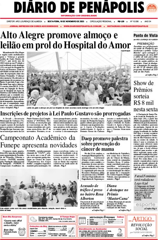 Capa do jornal DIÁRIO impresso desta sexta-feira (10)