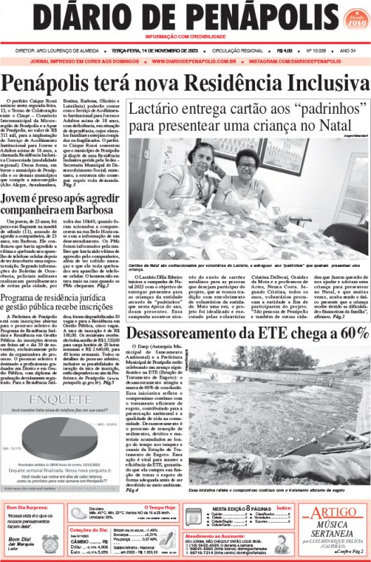 Capa do jornal DIÁRIO impresso desta terça-feira (07)