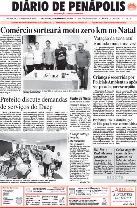 Capa do jornal DIÁRIO impresso desta sexta-feira (17)