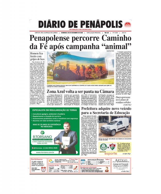 Capa do jornal DIÁRIO impresso deste domingo (03).