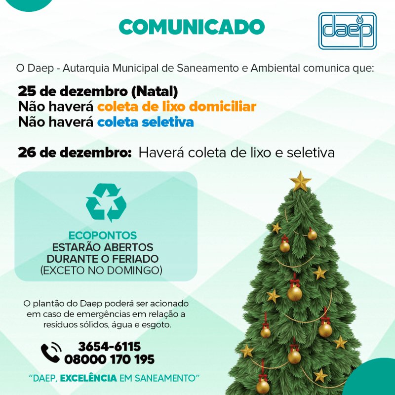 COMUNICADO DE COLETA DE LIXO - FERIADO