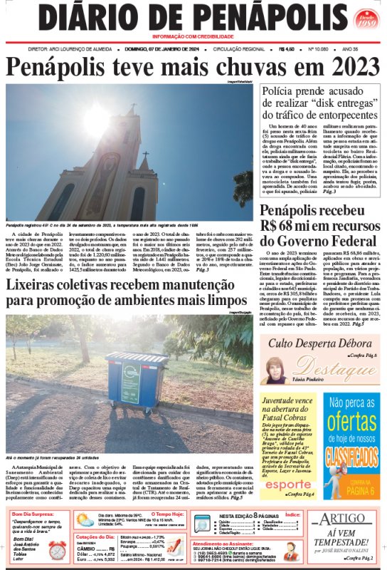 Capa do jornal DIÁRIO impresso deste domingo (07)