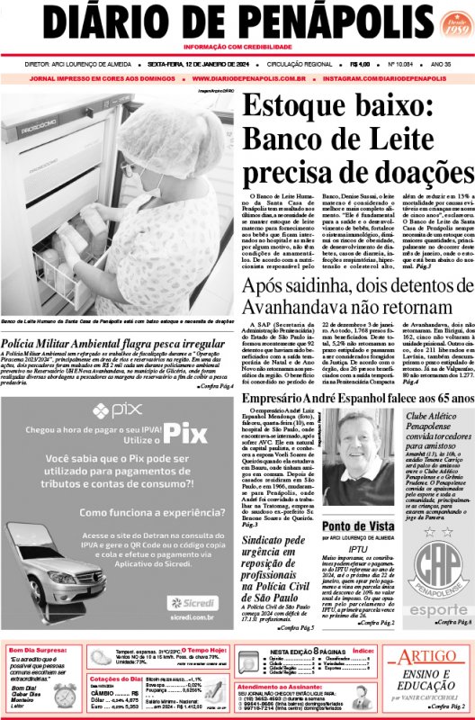 Capa do jornal DIÁRIO impresso desta sexta-feira (12)