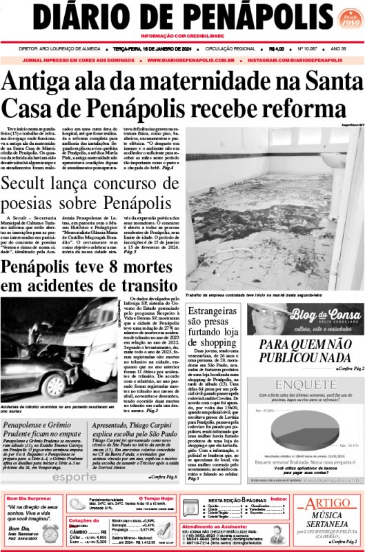 Capa do jornal DIÁRIO impresso desta terça-feira (16)