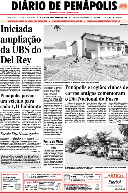 Capa do jornal DIÁRIO impresso desta sexta-feira (19)