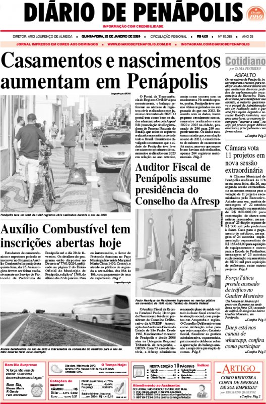 Capa do jornal DIÁRIO impresso desta quinta-feira (25)