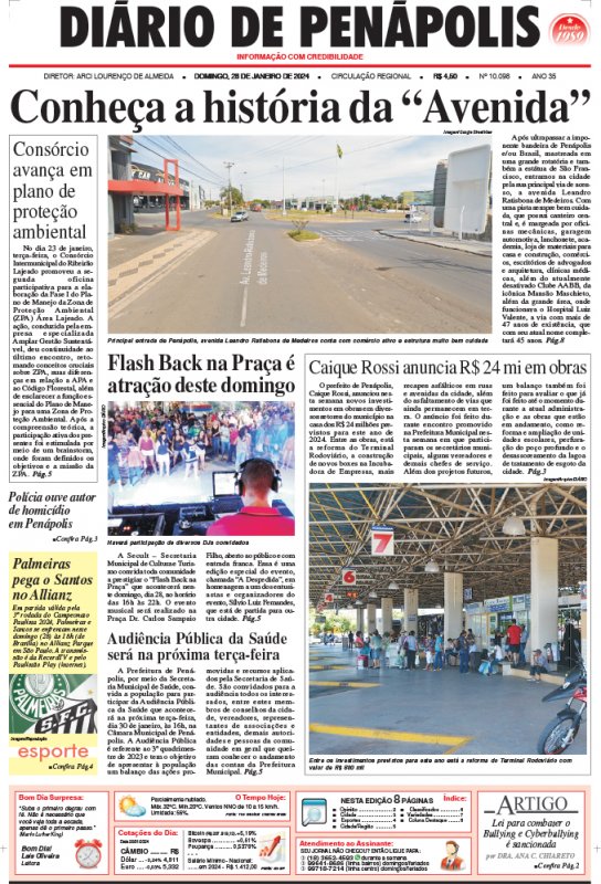 Capa do jornal DIÁRIO impresso deste domingo (28)