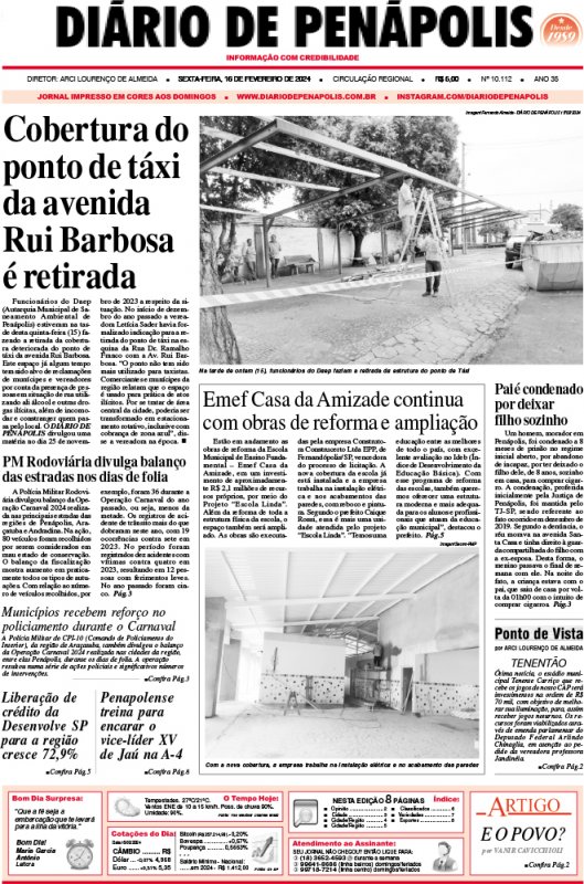 Capa do jornal DIÁRIO impresso desta sexta-feira (16)