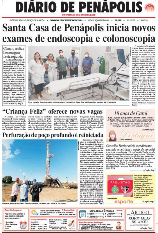 Capa do jornal DIÁRIO impresso deste domingo (25)