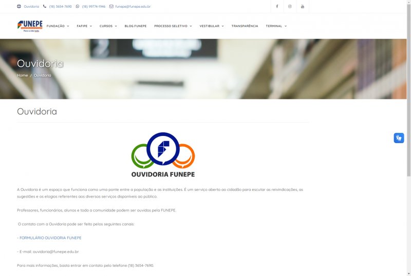 Funepe disponibiliza canal de ouvidoria para o público